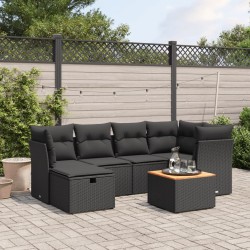 Salon de jardin avec coussins 7 pcs gris résine tressée 498889498889