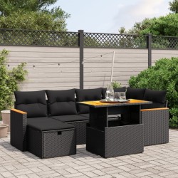 Salon de jardin avec coussins 7 pcs gris résine tressée 498895498895