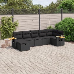 Salon de jardin avec coussins 7 pcs gris résine tressée 498901498901