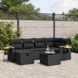 Salon de jardin avec coussins 7 pcs gris résine tressée 498903498903