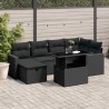 Salon de jardin avec coussins 7 pcs gris résine tressée 498904498904