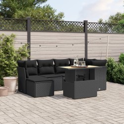 Salon de jardin avec coussins 7 pcs gris résine tressée 498907498907