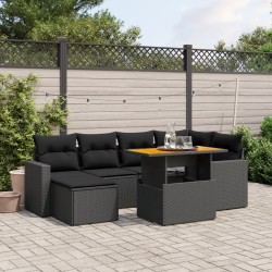 Salon de jardin avec coussins 7 pcs gris résine tressée 498908498908