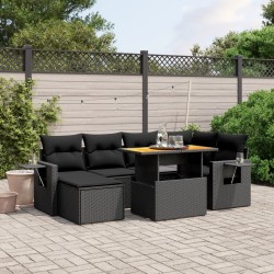 Salon de jardin avec coussins 7 pcs gris résine tressée 498909498909