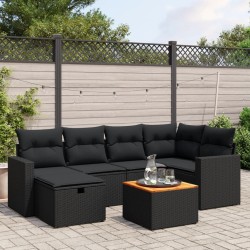 Salon de jardin avec coussins 7 pcs gris résine tressée 498911498911