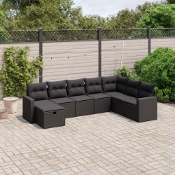 Salon de jardin avec coussins 7 pcs gris résine tressée 498914498914