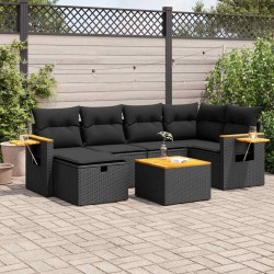 Salon de jardin avec coussins 7 pcs gris résine tressée 498918498918