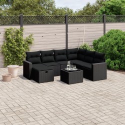 Salon de jardin avec coussins 7 pcs gris résine tressée 498925498925