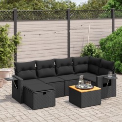 Salon de jardin avec coussins 7 pcs gris résine tressée 498927498927
