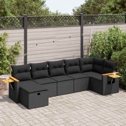 Salon de jardin avec coussins 7 pcs gris résine tressée 498928498928