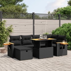 Salon de jardin avec coussins 7 pcs gris résine tressée 498932498932