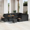 Salon de jardin avec coussins 13 pcs noir résine tressée 498959498959
