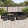 Salon de jardin avec coussins 13 pcs noir résine tressée 498959498959