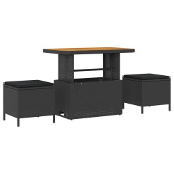 Salon de jardin avec coussins 13 pcs noir résine tressée 498959498959