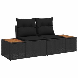 Salon de jardin avec coussins 13 pcs noir résine tressée 498959498959