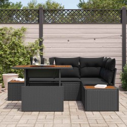 Salon de jardin avec coussins 13 pcs noir résine tressée 498961498961