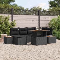 Salon de jardin avec coussins 13 pcs noir résine tressée 499032499032