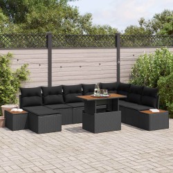 Salon de jardin avec coussins 13 pcs noir résine tressée 499055499055