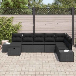 Salon de jardin avec coussins 13 pcs noir résine tressée 499056499056
