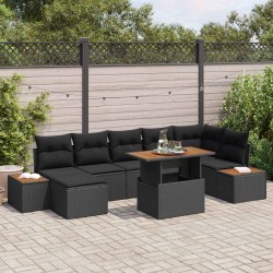 Salon de jardin avec coussins 13 pcs noir résine tressée 499057499057