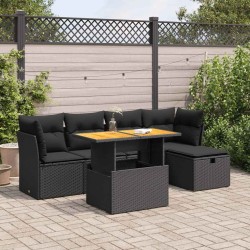 Salon de jardin avec coussins 7 pcs gris résine tressée 499181499181