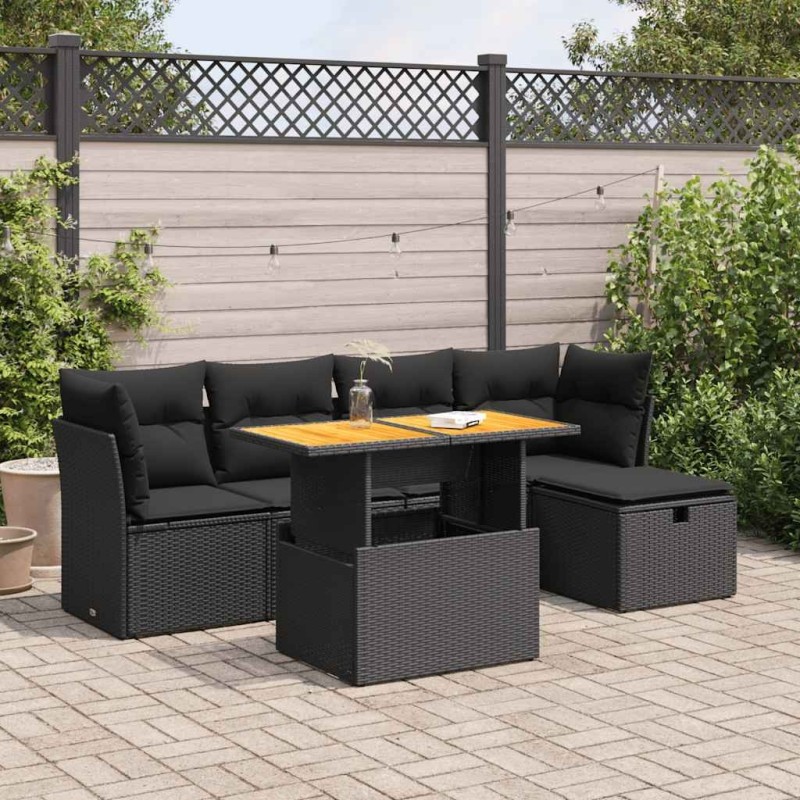 Salon de jardin avec coussins 7 pcs gris résine tressée 499181499181