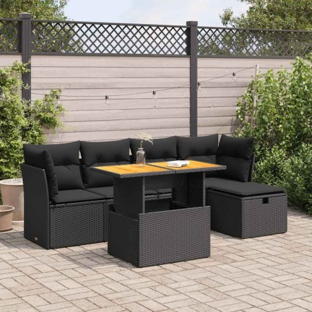 Salon de jardin avec coussins 7 pcs gris résine tressée 499181499181