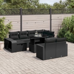 Salon de jardin avec coussins 7 pcs gris clair résine tressée 499186499186