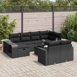 Salon de jardin avec coussins 7 pcs gris clair résine tressée 499188499188