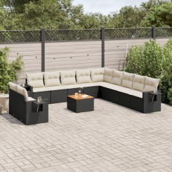 Salon de jardin avec coussins 7 pcs gris clair résine tressée 499192499192