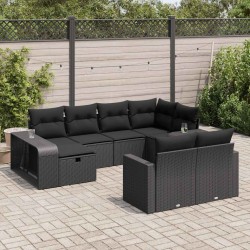Salon de jardin avec coussins 7 pcs beige résine tressée acacia 499198499198