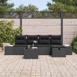 Salon de jardin avec coussins 7 pcs beige résine tressée 499211499211