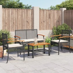 Salon de jardin avec coussins 7 pcs gris résine tressée 499221499221