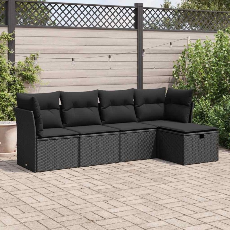 Salon de jardin avec coussins 7 pcs gris résine tressée 499222499222