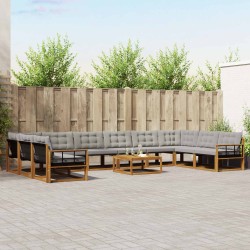 Ensemble à manger de jardin et coussins 9 pcs beige Poly rotin 499291499291