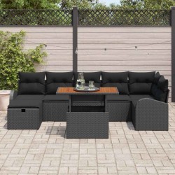 Salon de jardin avec coussins 7 pcs beige résine tressée 499316499316
