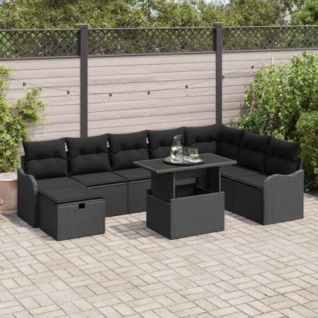Salon de jardin avec coussins 7 pcs beige résine tressée 499323499323