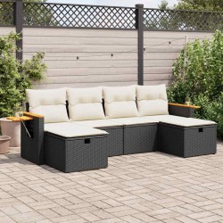 Salon de jardin 8 pcs avec coussins noir résine tressée 499341499341