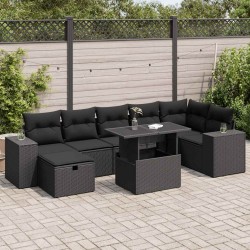 Salon de jardin avec coussins 7 pcs gris résine tressée 499362499362