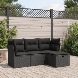Salon de jardin avec coussins 7 pcs gris résine tressée 499375499375