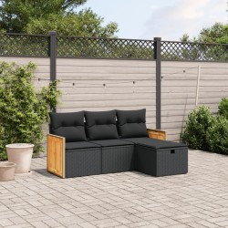 Salon de jardin avec coussins 7 pcs gris clair résine tressée 499376499376