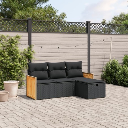 Salon de jardin avec coussins 7 pcs gris clair résine tressée 499376499376
