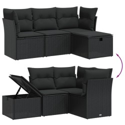 Salon de jardin avec coussins 7 pcs gris clair résine tressée 499376499376