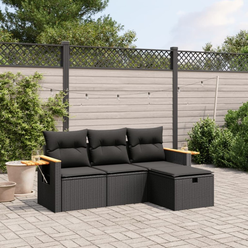 Salon de jardin avec coussins 7 pcs gris clair résine tressée 499377499377