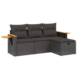 Salon de jardin avec coussins 7 pcs gris clair résine tressée 499377499377