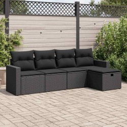 Salon de jardin avec coussins 7 pcs gris résine tressée 499379499379
