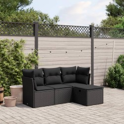 Salon de jardin avec coussins 7 pcs gris clair résine tressée 499384499384