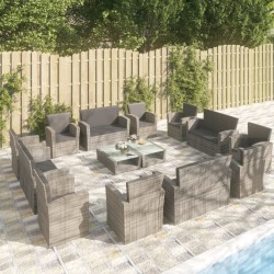 Salon de jardin avec coussins 7 pcs gris clair résine tressée 499385499385