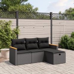 Salon de jardin avec coussins 7 pcs gris clair résine tressée 499389499389