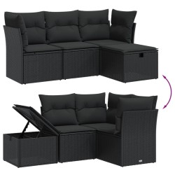 Salon de jardin avec coussins 7 pcs gris clair résine tressée 499389499389